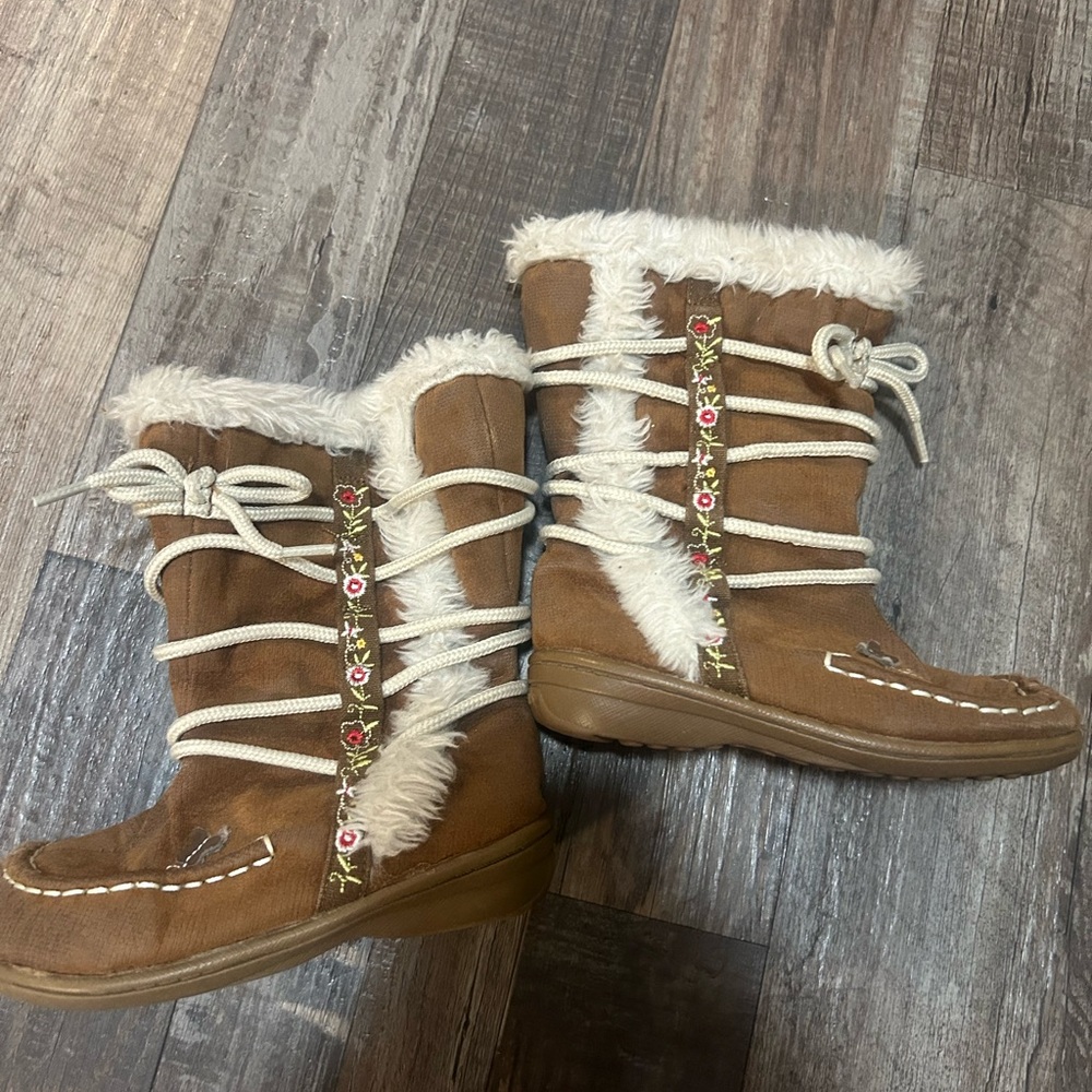 Carter's Brown Fur-Lined Kids Moccasins
